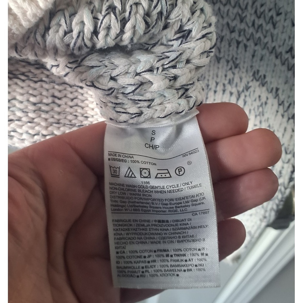 Banana Republic Women's Knit Sweater Small Cream Gray Textured Crewneck Cotton C - Picture 4 of 5